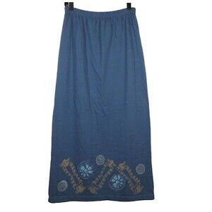Blue Fish Clothing Women's Blue Hand Painted Maxi Skirt Size L-XL